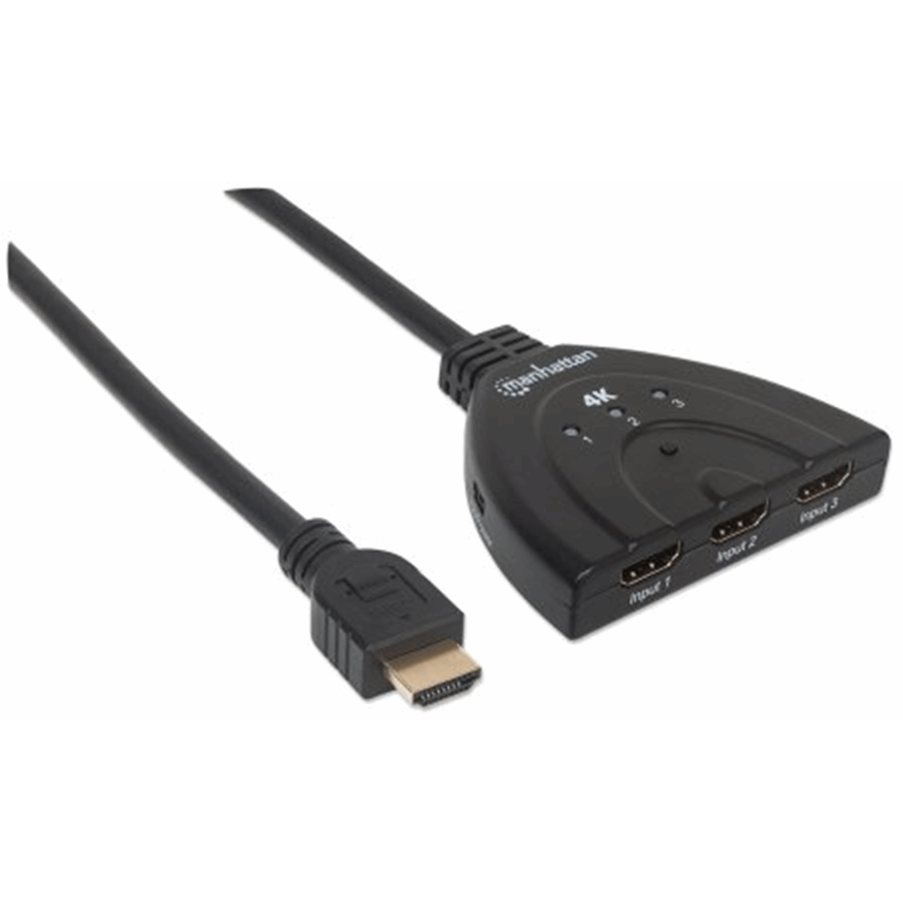 4K 3-Port HDMI Switch Black, 82 (L) x 61 (W) x 15 (H) [mm]
