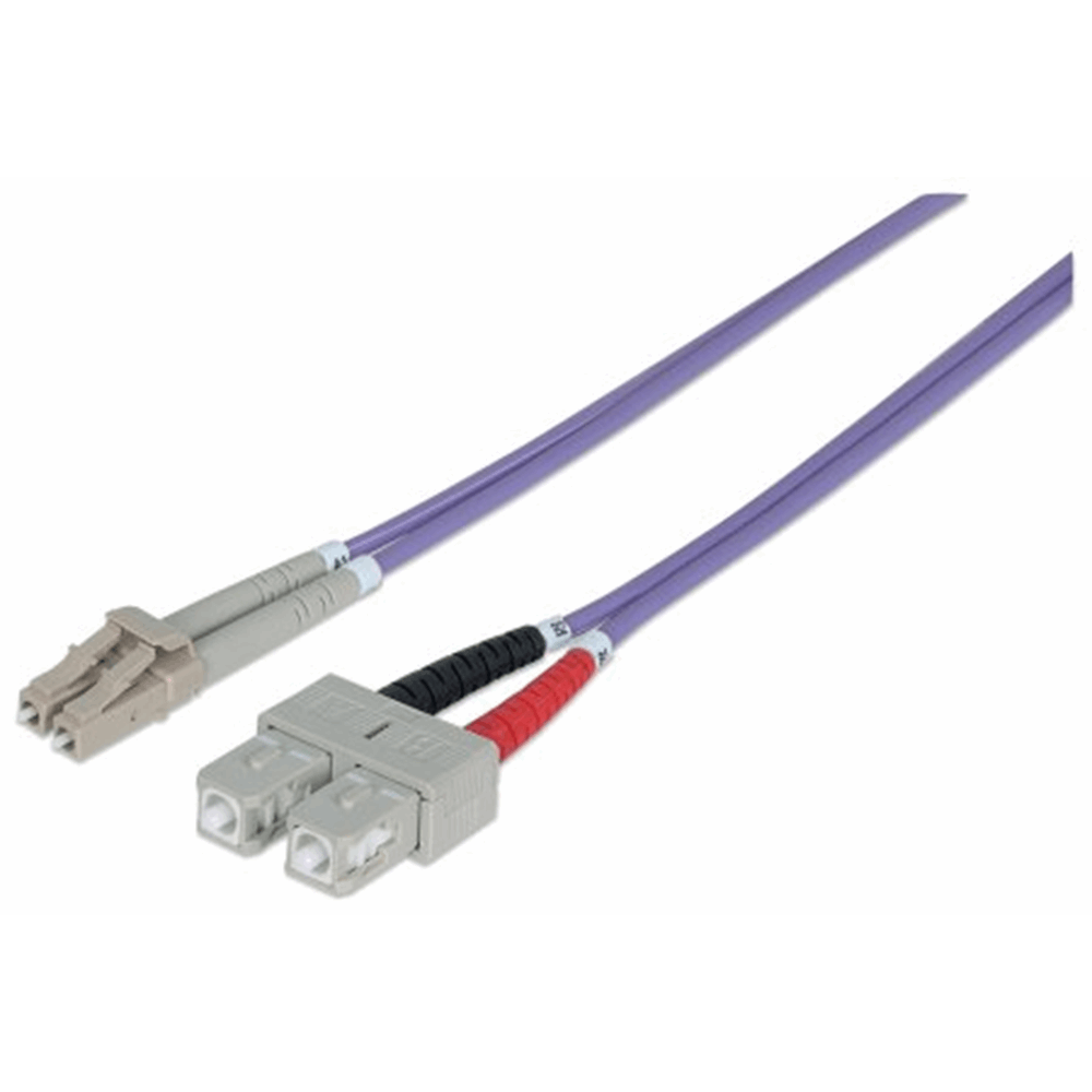 1 m LC to SC UPC Fiber Optic Patch Cable, 3.0 mm, Duplex, LSZH, OM4 Multimode, Violet Violet, 3 m