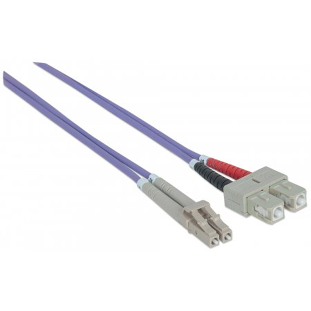 1 m LC to SC UPC Fiber Optic Patch Cable, 3.0 mm, Duplex, LSZH, OM4 Multimode, Violet Violet, 3 m