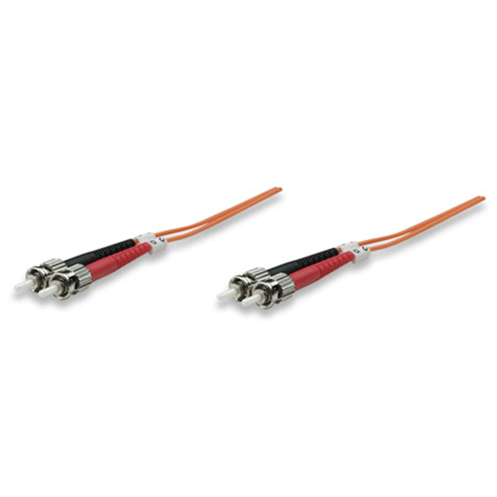 Fiber Optic Patch Cable, Duplex, Multimode, ST/ST, 62.5/125 µm, OM1, 5.0 m (14.0 ft.), Orange