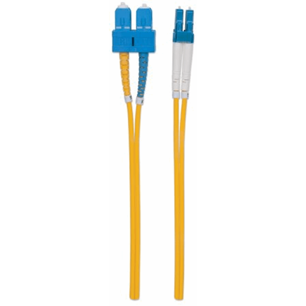 Fiber Optic Patch Cable, Duplex, Single-Mode, LC/SC, 9/125 µm, OS2, 5.0 m (14.0 ft.), Yellow