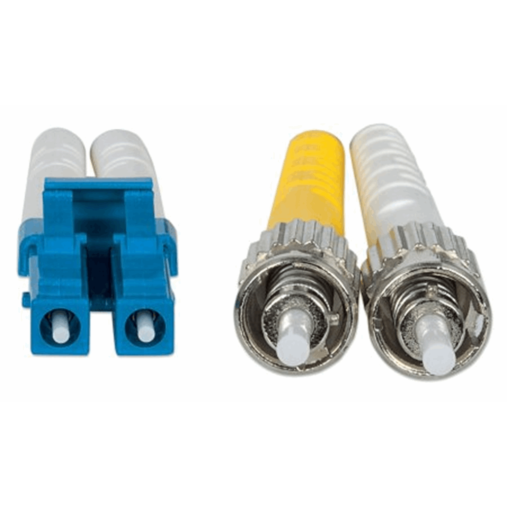 1 m LC to ST UPC Fiber Optic Patch Cable, 3.0 mm, Duplex, LSZH, OS2 Singlemode, Yellow Yellow, 2 m