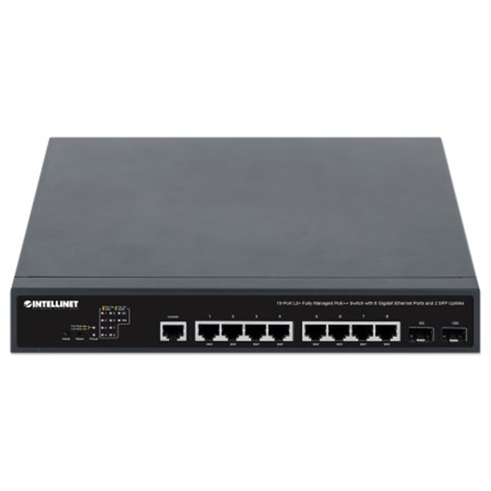 10-Port L2+ Fully Managed PoE++ Switch with 8 Gigabit Ethernet Ports and 2 SFP Uplinks