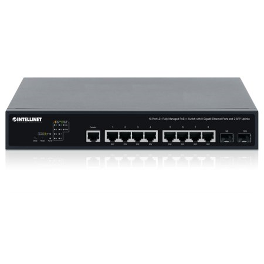 10-Port L2+ Fully Managed PoE++ Switch with 8 Gigabit Ethernet Ports and 2 SFP Uplinks