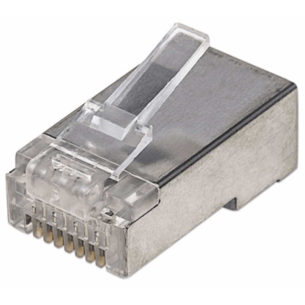 100-Pack Cat5e RJ45 Modular Plugs Transparent, Silver