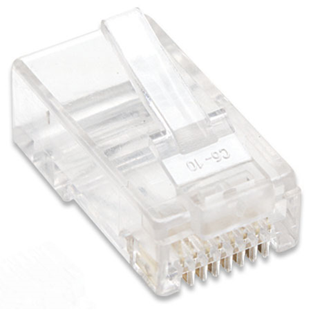 100-Pack Cat5e RJ45 Modular Plugs, UTP, 2-prong, for stranded wire, 100 plugs in jar