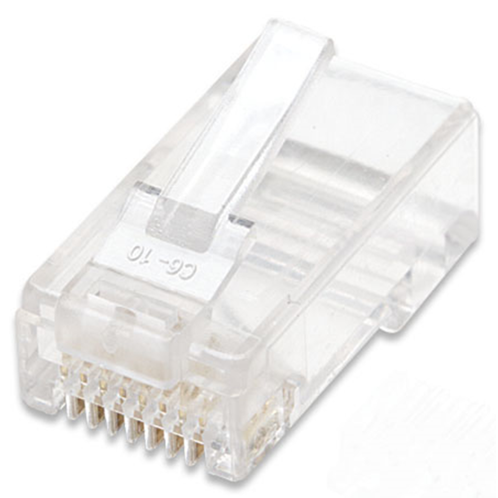 100-Pack Cat5e RJ45 Modular Plugs, UTP, 2-prong, for stranded wire, 100 plugs in jar