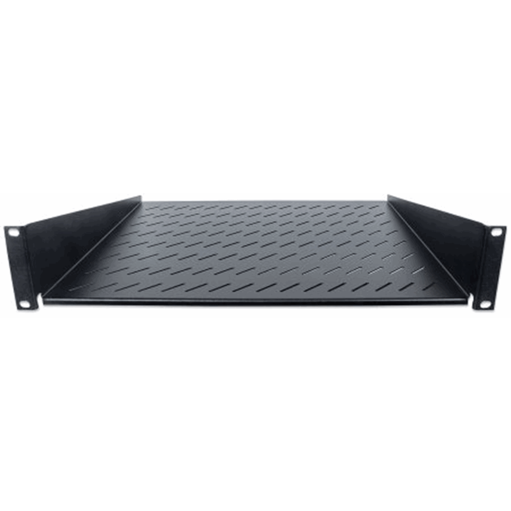 19" Cantilever Shelf Black RAL9005, 400 (L) x 483 (W) x 7.62 (H) [mm]