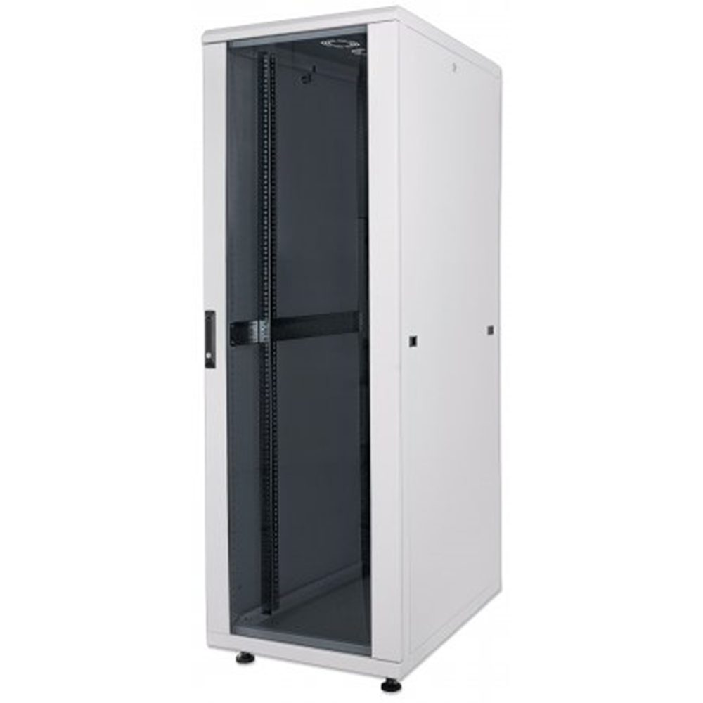 19" Network Cabinet, 16U,  IP20-rated housing, Flatpack, Gray