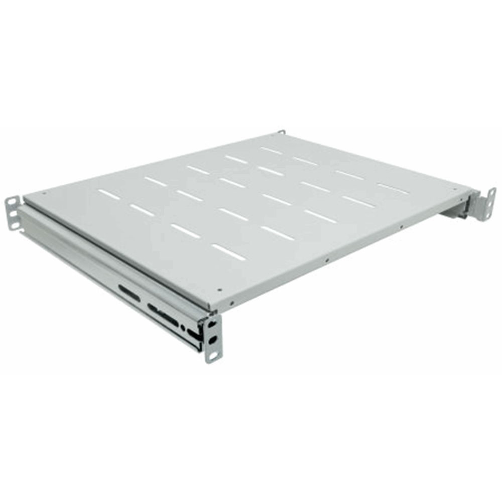 19" Sliding Shelf, 1U, For 600 to 800 mm Depth Cabinets & Racks, shelf depth 350mm, Gray