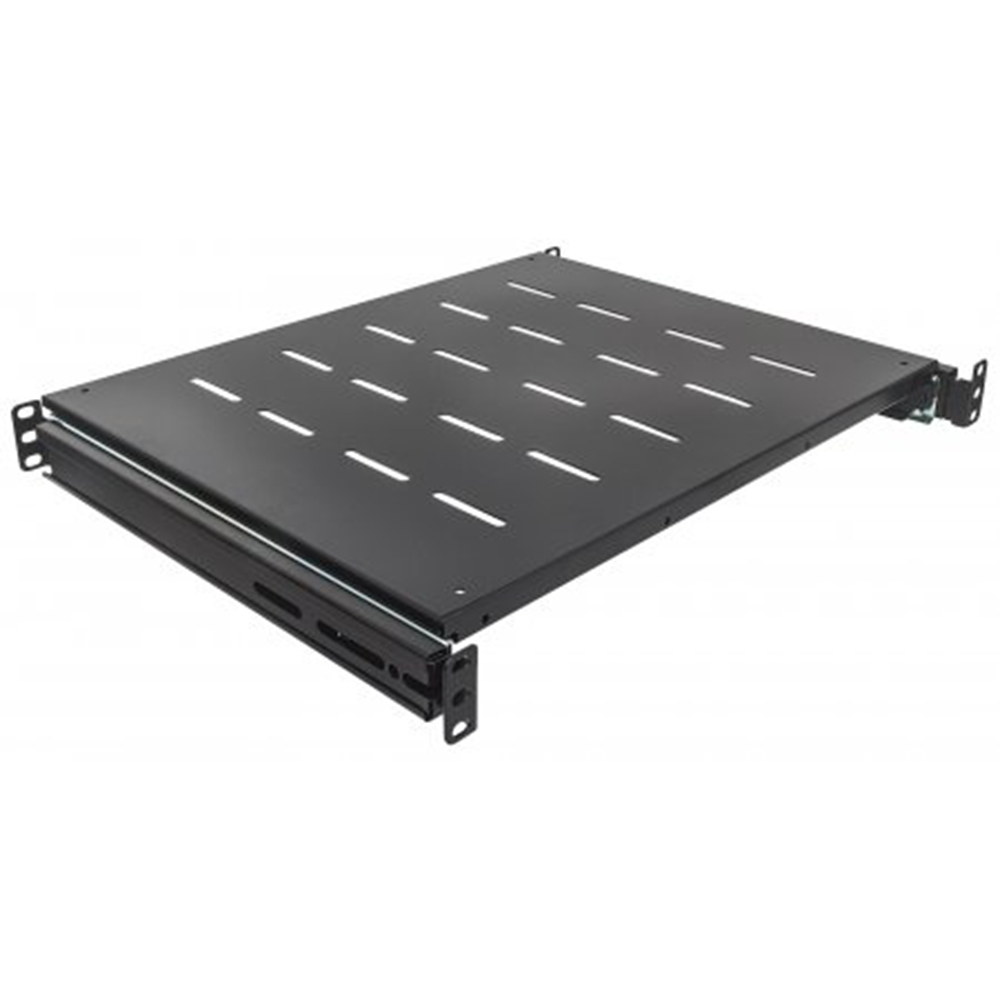 19" Sliding Shelf, 1U, For 600 to 800 mm Depth Cabinets & Racks, shelf depth 350 mm, Black