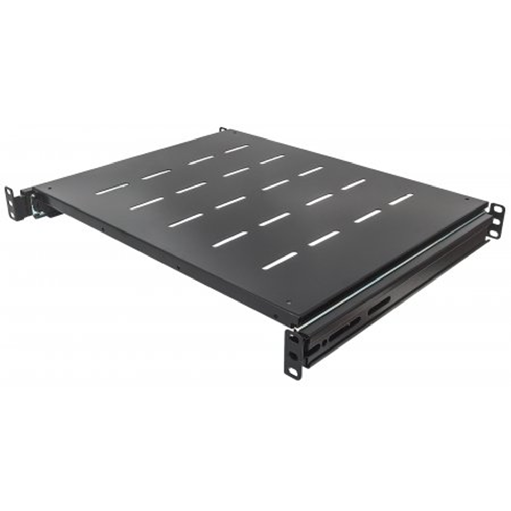 19" Sliding Shelf, 1U, For 600 to 800 mm Depth Cabinets & Racks, shelf depth 350 mm, Black