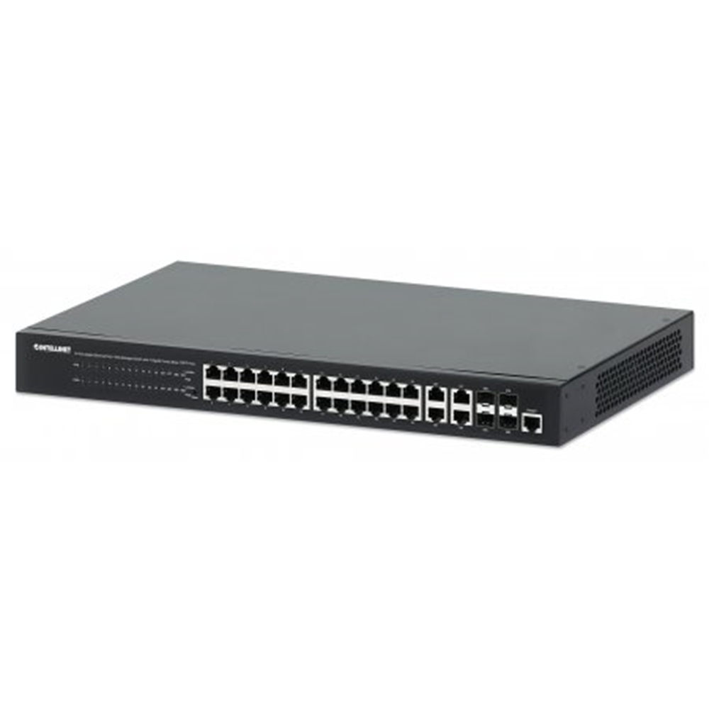 24-Port Gigabit Ethernet PoE+ Web-Managed Switch with 4 Gigabit Combo Base-T/SFP Ports