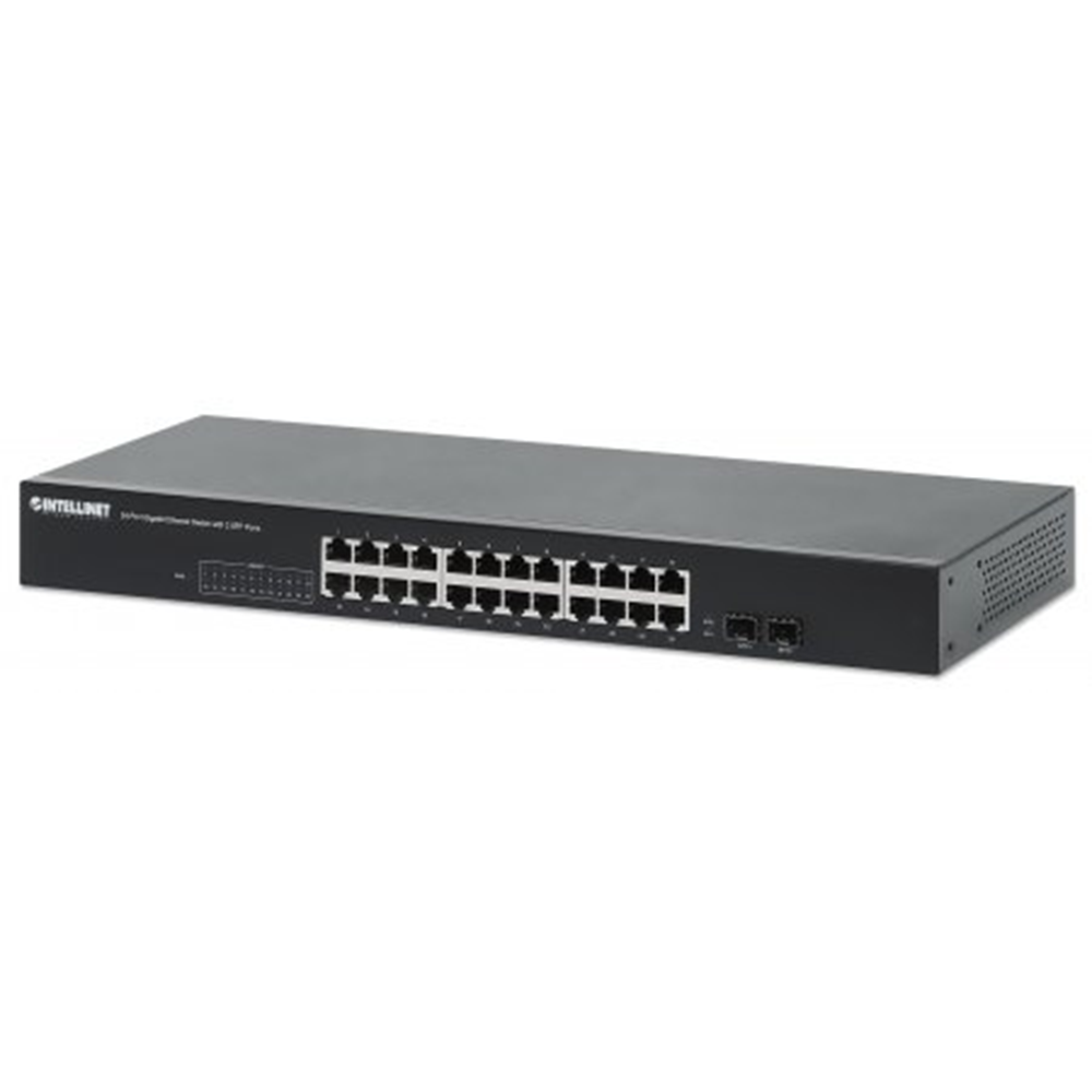 24-Port Gigabit Ethernet Switch with 2 SFP Ports Black, 130 (L) x 440 (W) x 44 (H) [mm]