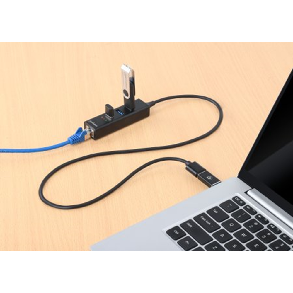3-Port USB 3.0 Type-C/A Combo Hub with Gigabit Ethernet Network Adapter