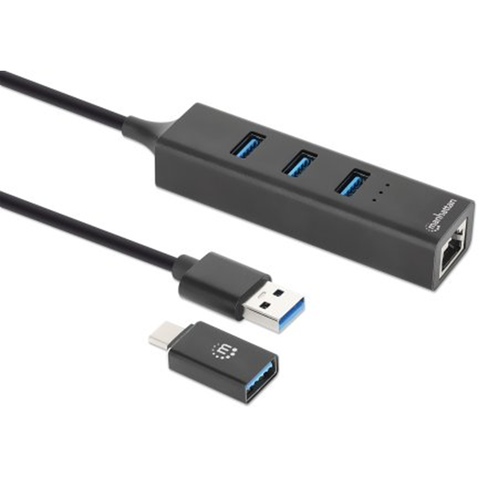 3-Port USB 3.0 Type-C/A Combo Hub with Gigabit Ethernet Network Adapter