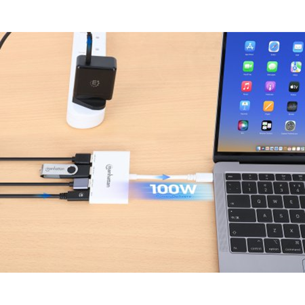 3-Port USB 3.0 Type-C Hub with Power Delivery White, 76 (L) x 37 (W) x 11 (H) [mm]