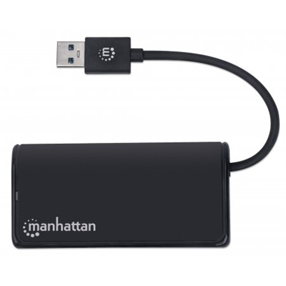 4-Port USB 3.2 Gen 1 Hub, USB-A Male to Four USB-A Females, 5 Gbps Transfer Speeds, Bus Powered, Black