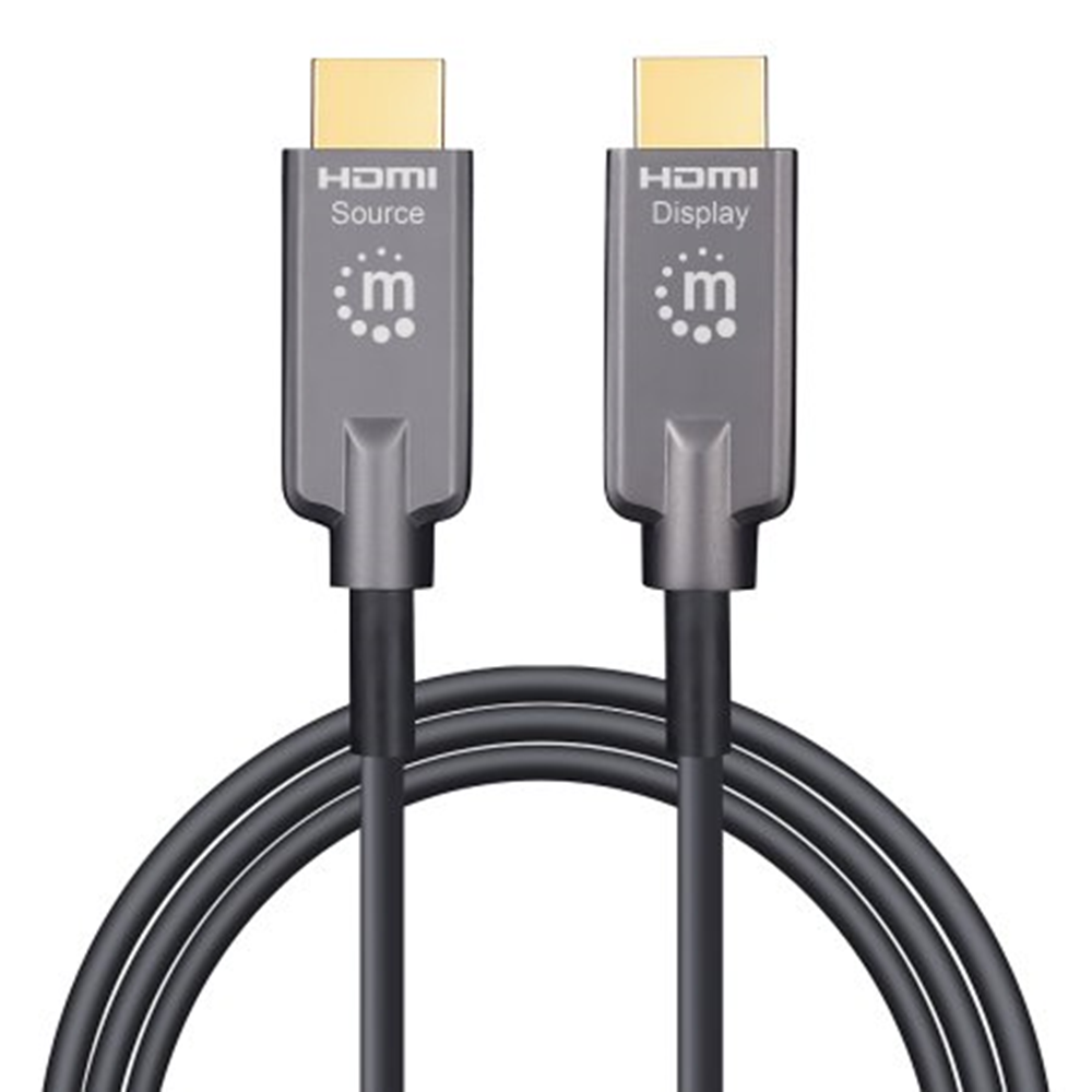 4K@60Hz Armored Outdoor High Speed HDMI Active Optical Cable, AOC HDMI Male to Male, 50 m, Steel Boot, TPU Jacket, IP68-Rated, Weather-Proof Plug Hous