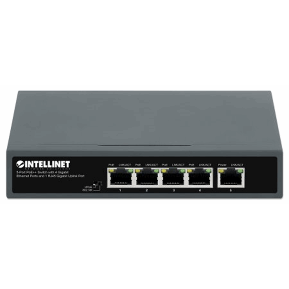 5-Port PoE++ Switch with 4 Gigabit Ethernet Ports and 1 RJ45 Gigabit Uplink Port