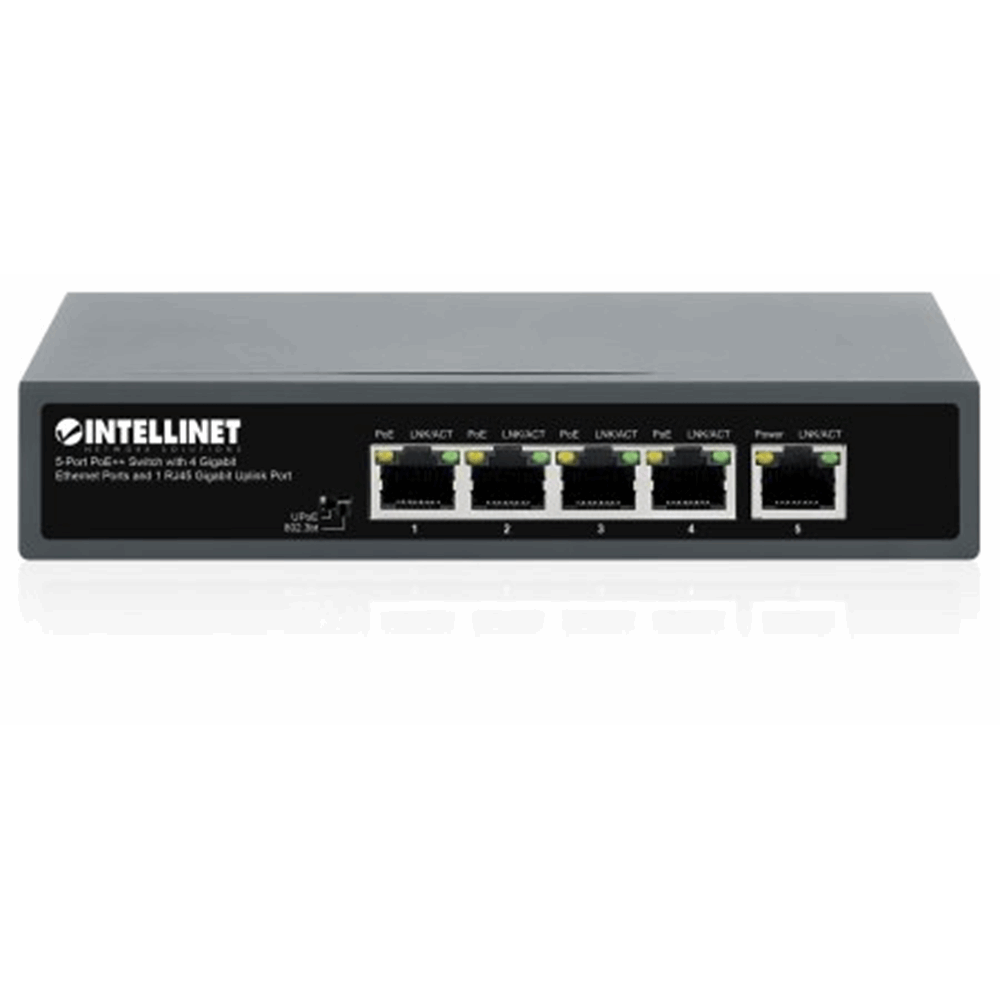 5-Port PoE++ Switch with 4 Gigabit Ethernet Ports and 1 RJ45 Gigabit Uplink Port