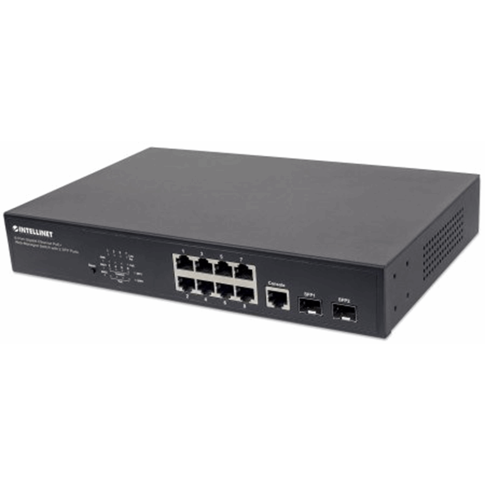 8-Port Gigabit Ethernet PoE+ Web-Managed Switch with 2 SFP Ports Black, 180 (L) x 280 (W) x 44 (H) [mm]