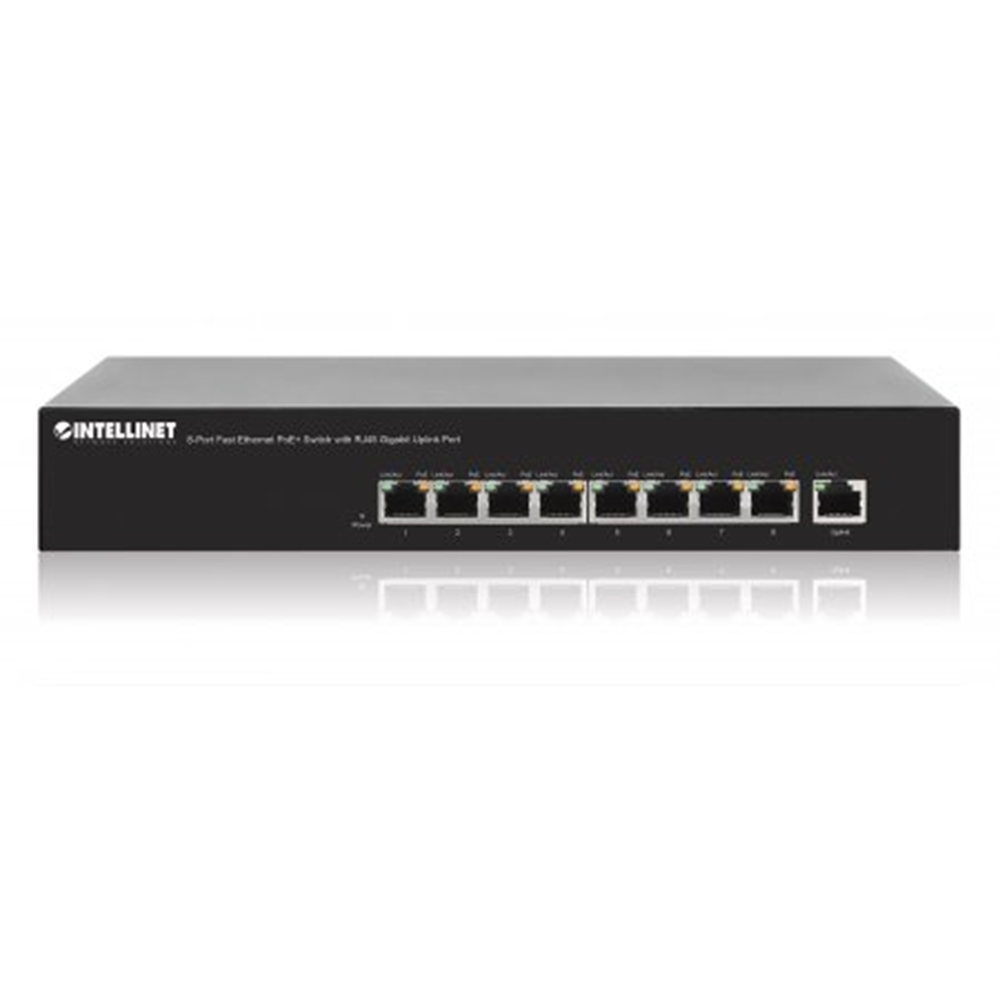 8-Port Fast Ethernet PoE+ Switch, 8 x PoE ports, IEEE 802.3at/af Power-over-Ethernet (PoE+/PoE), Endspan, Desktop
