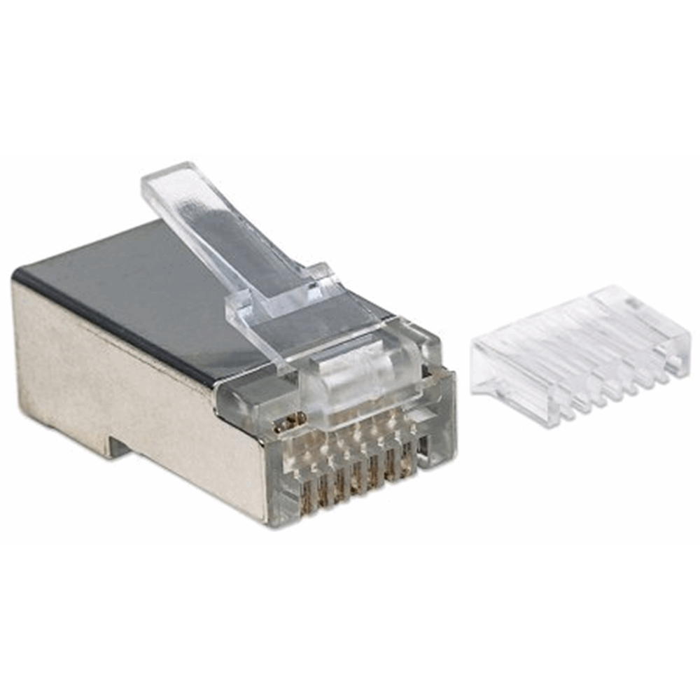 90-Pack Cat6 RJ45 Modular Plugs, STP, 2-prong, for stranded wire, 90 plugs in jar
