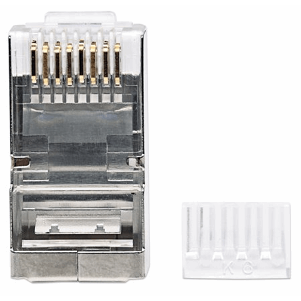 90-Pack Cat6 RJ45 Modular Plugs, STP, 2-prong, for stranded wire, 90 plugs in jar