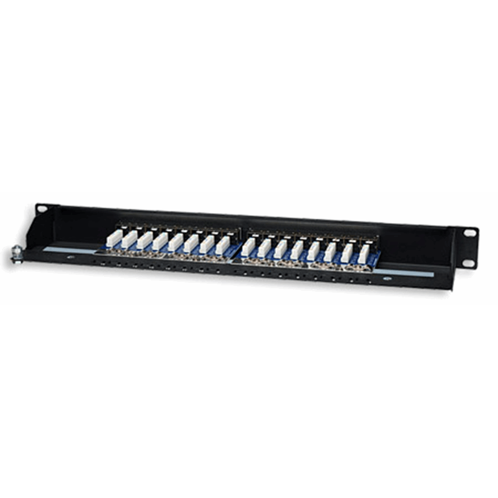 Cat5e Shielded Patch Panel, 16-Port, FTP, 1U, 90° Top-Entry Punch Down Blocks