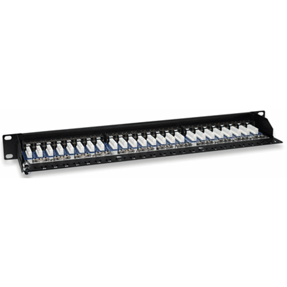 Cat5e Shielded Patch Panel, 24-Port, FTP, 1U, 90° Top-Entry Punch-Down Blocks
