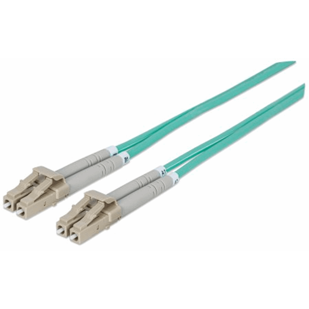 Fiber Optic Patch Cable, Duplex, Multimode, LC/LC, 50/125 µm, OM3, 10.0 m (33.0 ft.), Aqua