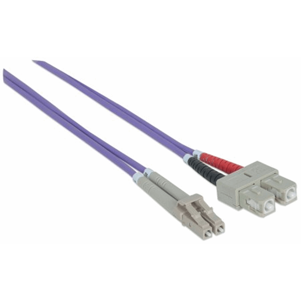 Fiber Optic Patch Cable, Duplex, Multimode, LC/SC, 50/125 µm, OM4, 1.0 m (3.0 ft.), Violet