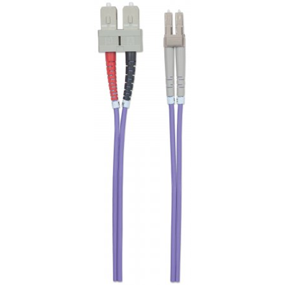 Fiber Optic Patch Cable, Duplex, Multimode, LC/SC, 50/125 µm, OM4, 2.0 m (7.0 ft.), Violet