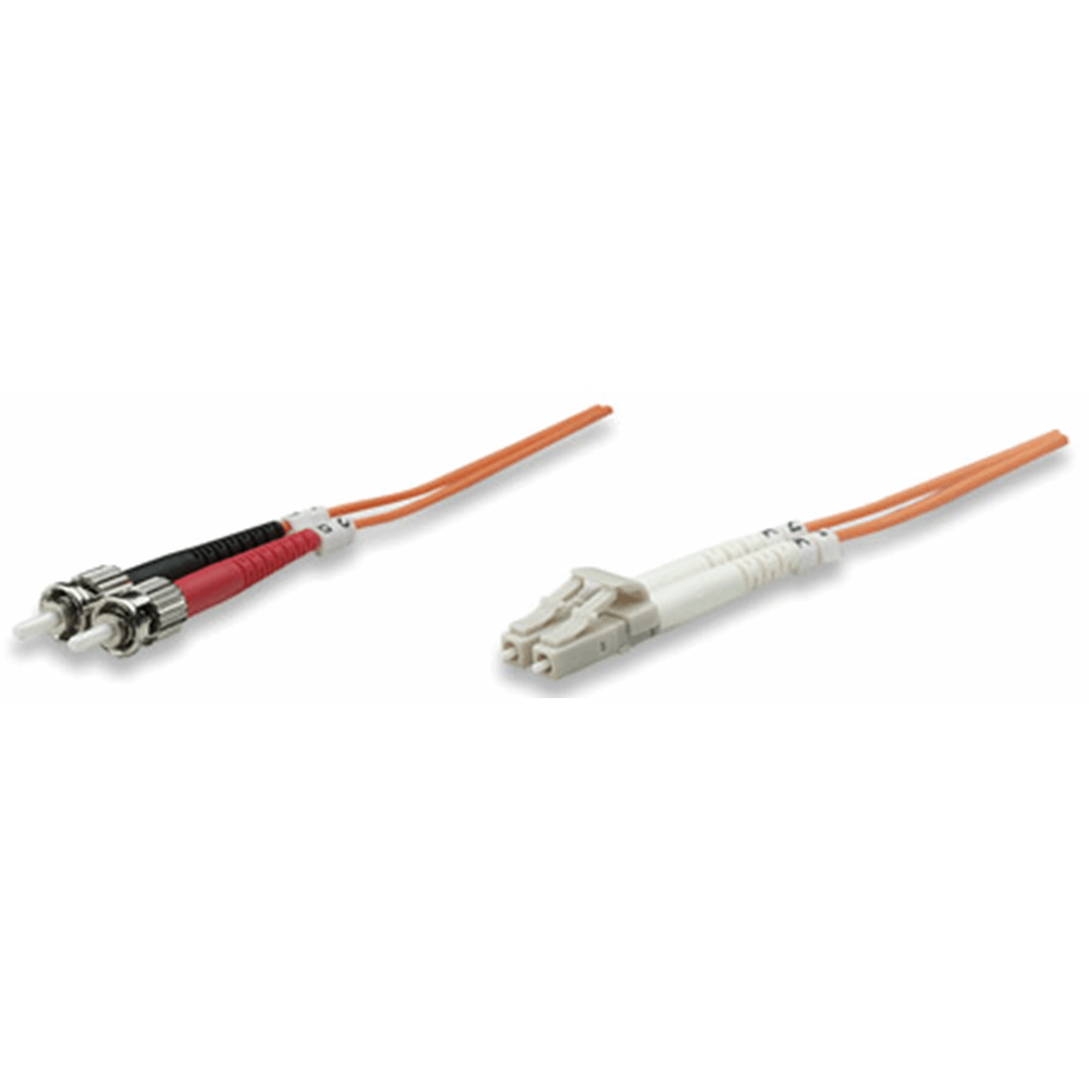 Fiber Optic Patch Cable, Duplex, Multimode, LC/ST, 62.5/125 µm, OM1, 5.0 m (14.0 ft.), Orange