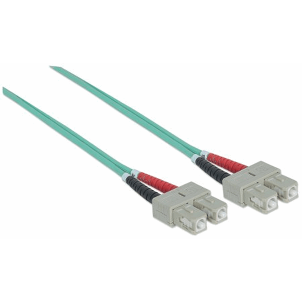 Fiber Optic Patch Cable, Duplex, Multimode, SC/SC, 50/125 µm, OM3, 3.0 ft (1.0 m), Aqua