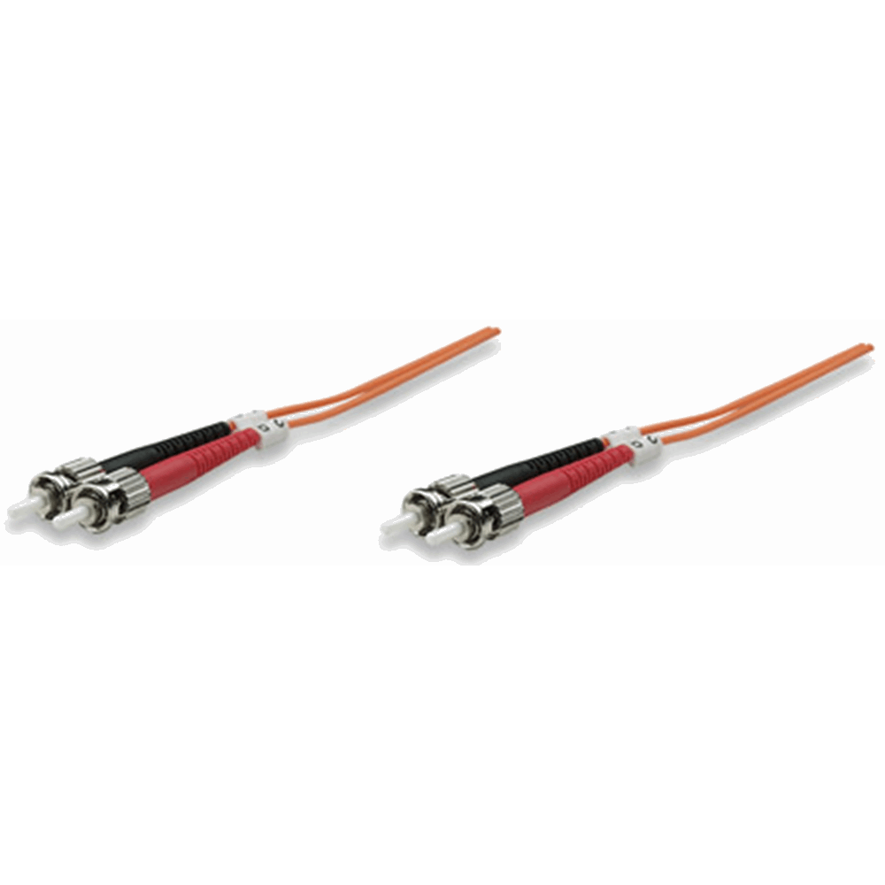Fiber Optic Patch Cable, Duplex, Multimode, ST/ST, 50/125 µm, OM2, 1.0 m (3.0 ft.), Orange