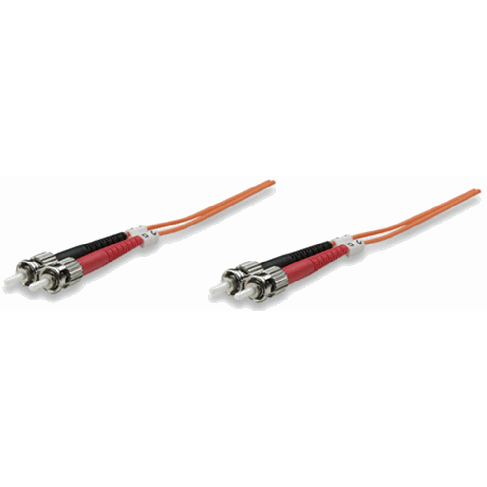 Fiber Optic Patch Cable, Duplex, Multimode, ST/ST, 50/125 µm, OM2, 2.0 m (7.0 ft.), Orange