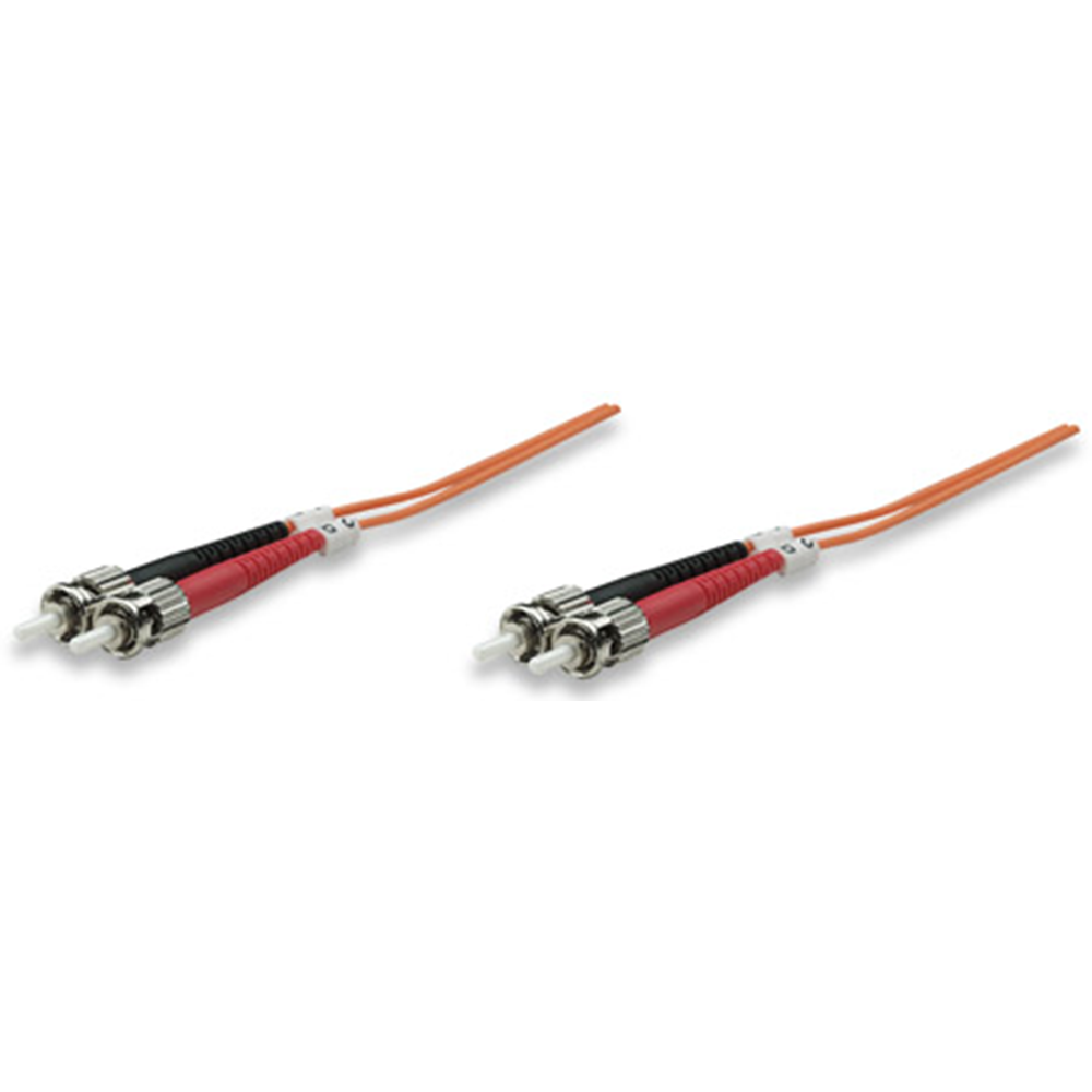 Fiber Optic Patch Cable, Duplex, Multimode, ST/ST, 62.5/125 µm, OM1, 2.0 m (7.0 ft.), Orange