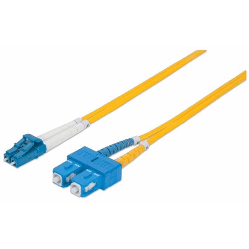 Fiber Optic Patch Cable, Duplex, Single-Mode, LC/SC, 9/125 µm, OS2, 1.0 m (3.0 ft.), Yellow