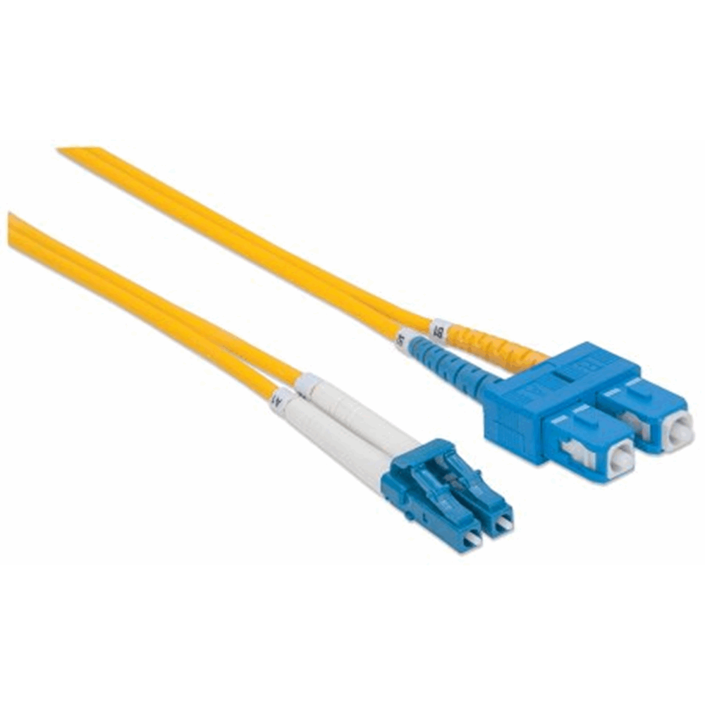 Fiber Optic Patch Cable, Duplex, Single-Mode, LC/SC, 9/125 µm, OS2, 5.0 m (14.0 ft.), Yellow