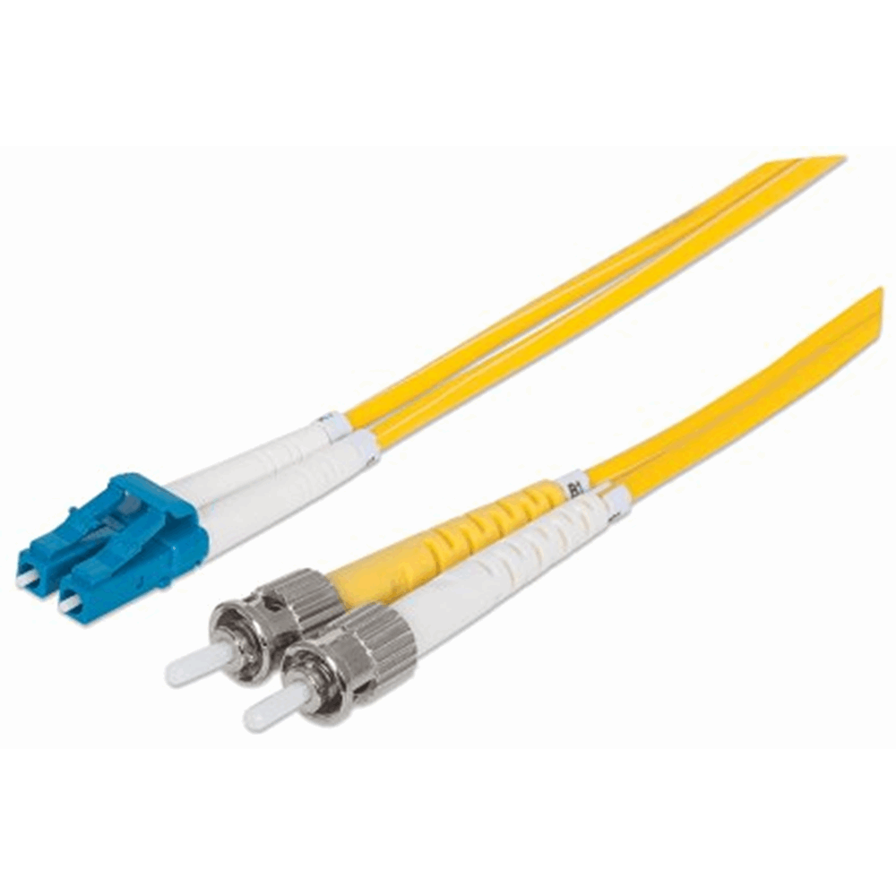 Fiber Optic Patch Cable, Duplex, Single-Mode, LC/ST, 9/125 µm, OS2, 3.0 m (10.0 ft.), Yellow