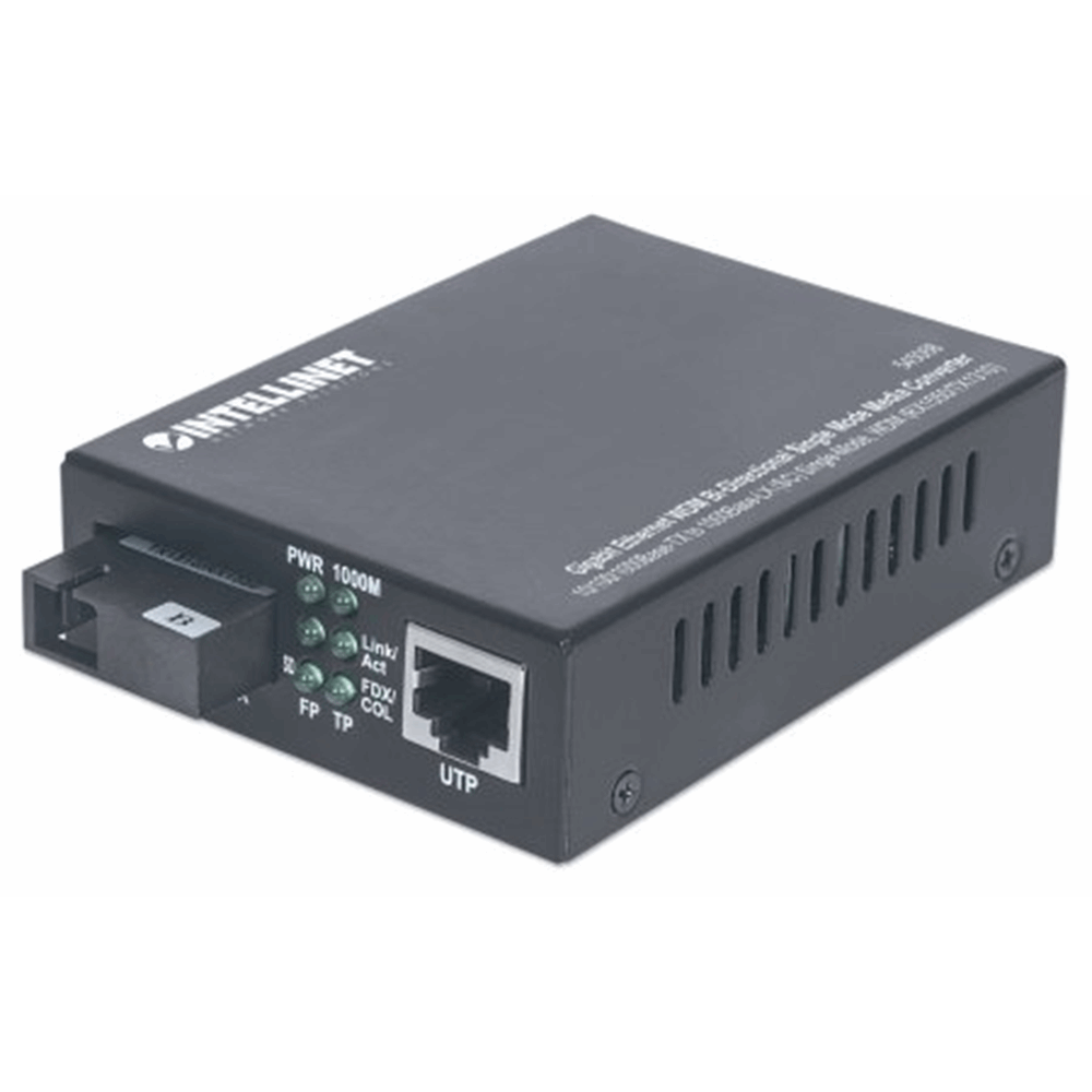 Gigabit Ethernet WDM Bi-Directional Single Mode Media Converter, 10/100/1000Base-TX to 1000Base-LX (SC) Single-Mode, 20 km (12.4 mi.), WDM (RX1550/TX1