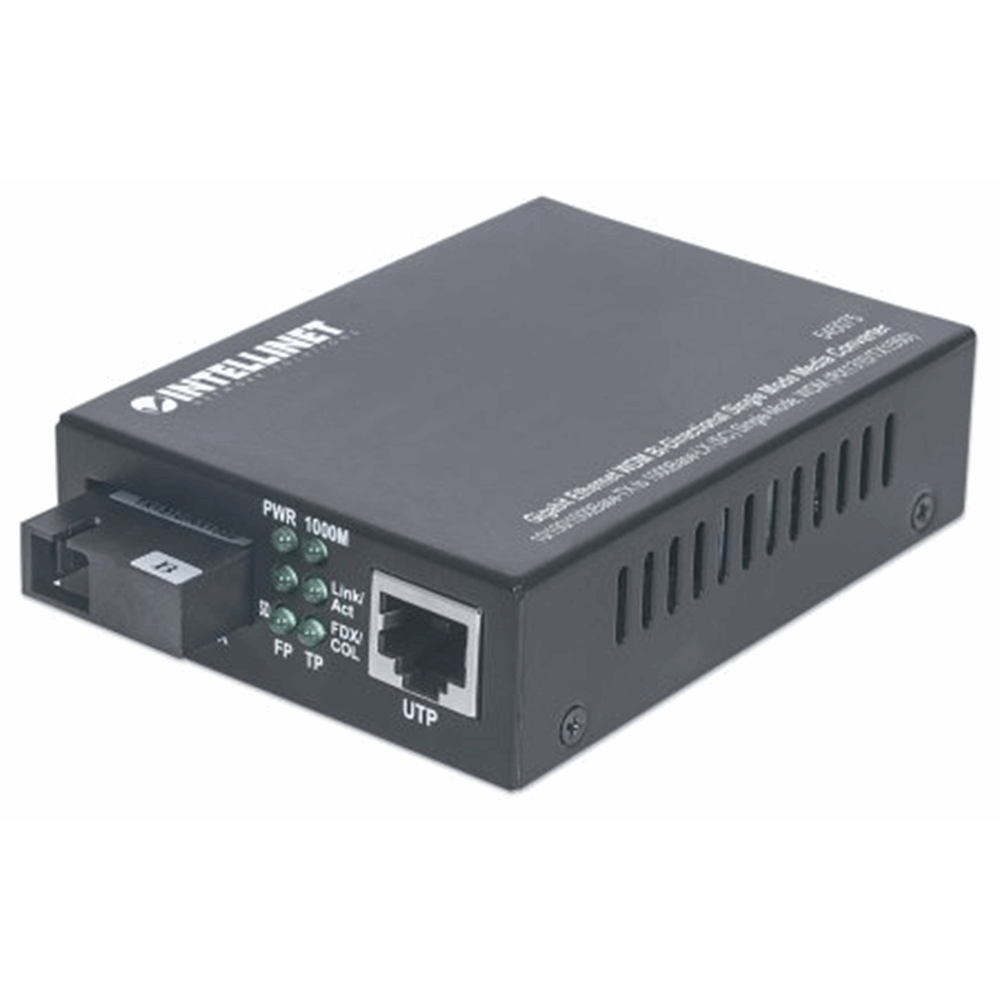 Gigabit Ethernet WDM Bi-Directional Single Mode Media Converter, 10/100/1000Base-TX to 1000Base-LX (SC) Single-Mode, 20 km (12.4 mi.), WDM (RX1310/TX1