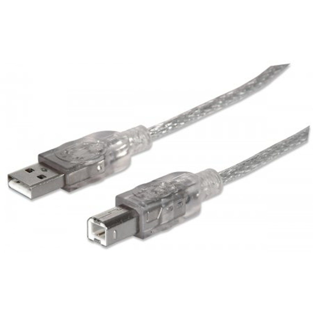 Hi-Speed USB B Device Cable Translucent Silver, 1.8 m