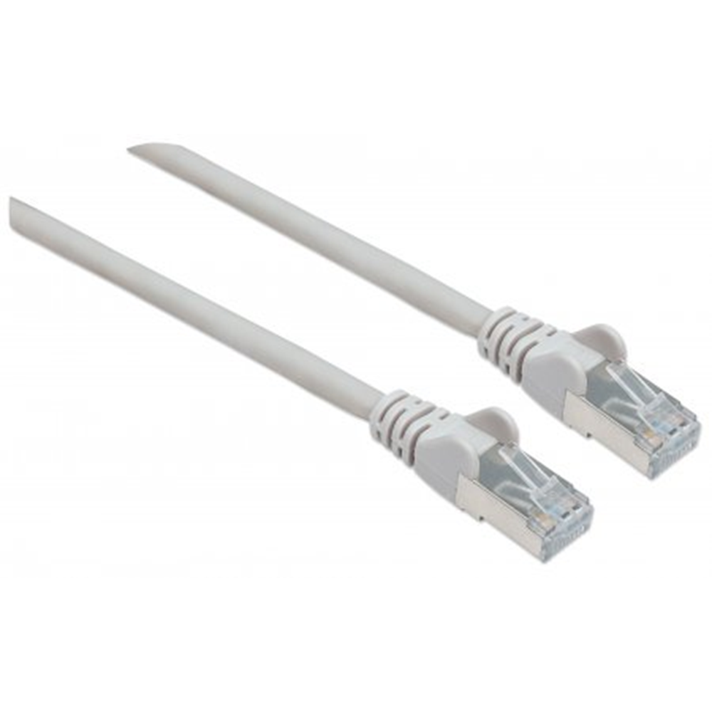High Performance Network Cable, S/FTP 26 AWG, CAT7 Raw Cable, CAT6a Modular plugs, 0.25 m, Gray