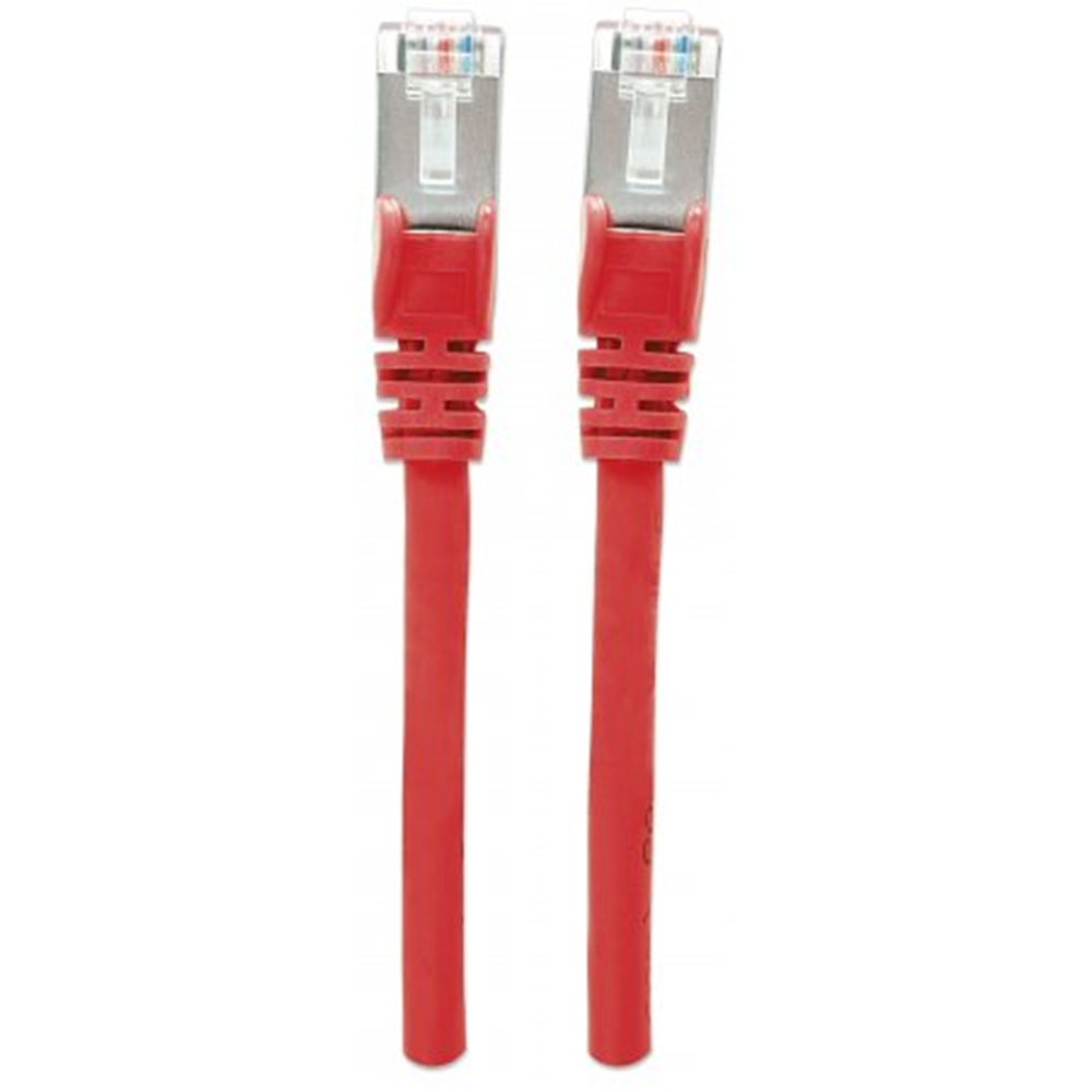 High Performance Network Cable, S/FTP 26 AWG, CAT7 Raw Cable, CAT6a Modular plugs, 0.25 m, Red