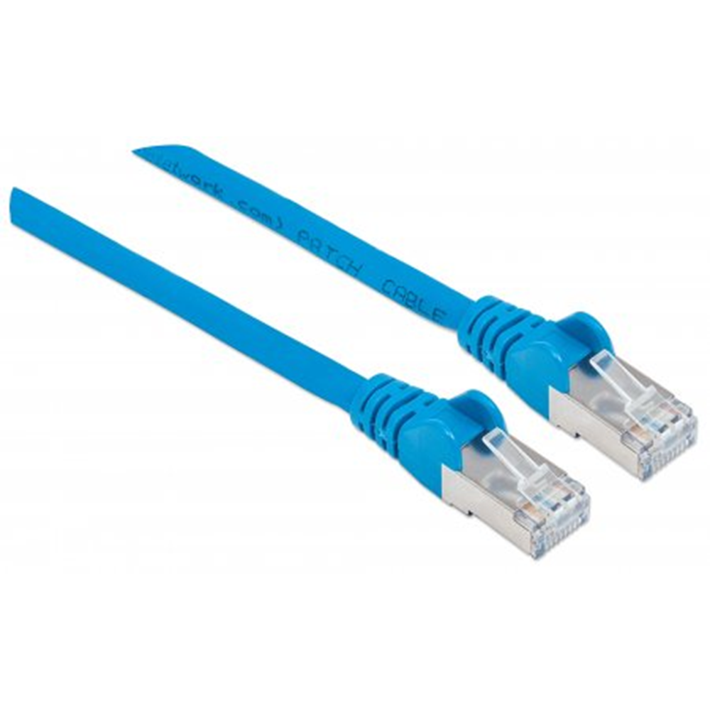 High Performance Network Cable, S/FTP 26 AWG, CAT7 Raw Cable, CAT6a Modular plugs, 1.5 m, Blue