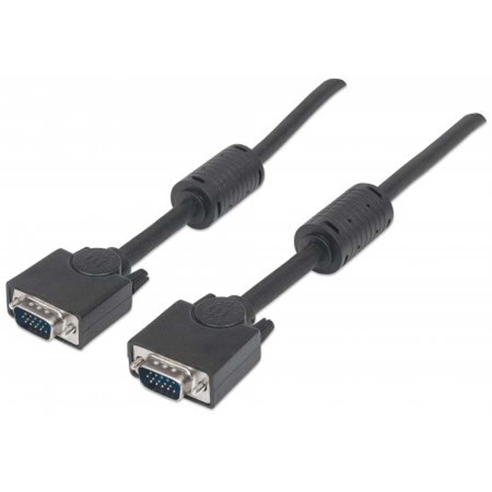 SVGA Monitor Cable, HD15 Male / HD15 Male with Ferrite Cores, 3 m (10 ft.), Black 