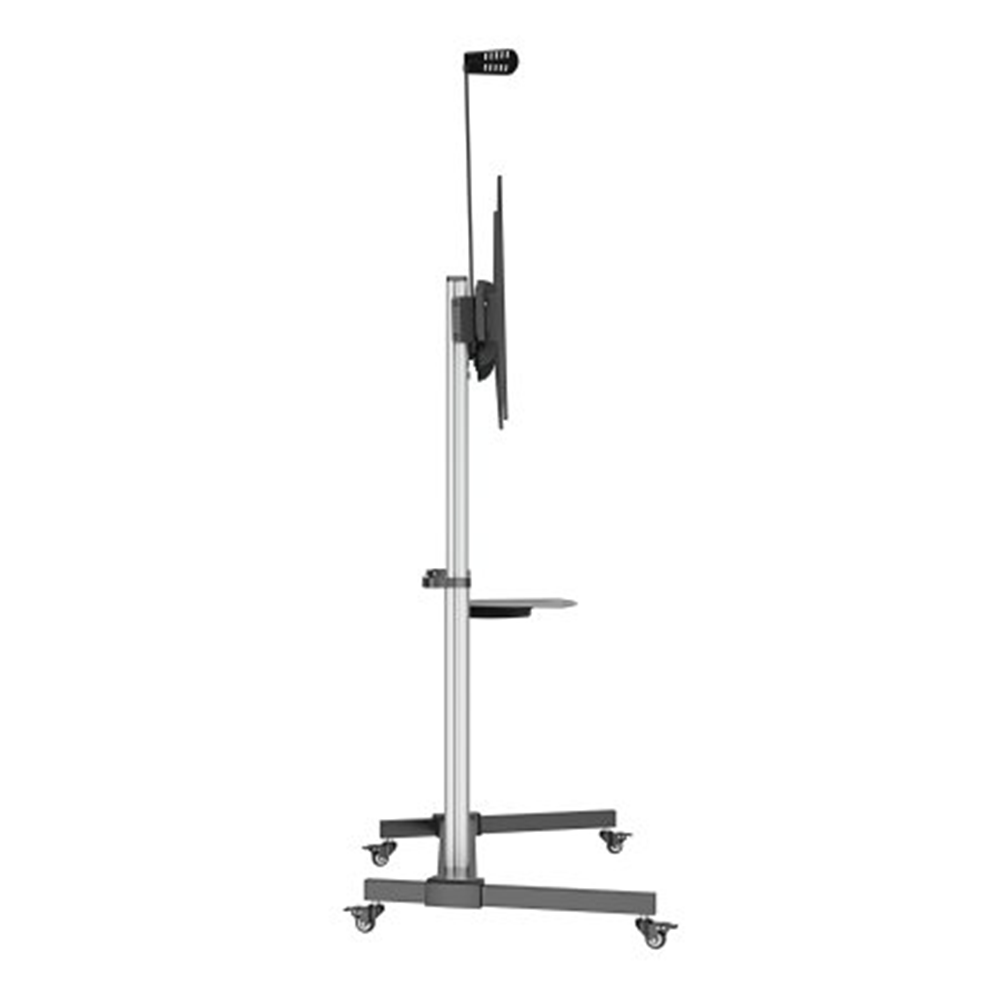 Aluminum Height-Adjustable Multimedia TV Cart Silver and Black, 1292 (L) x 717 (W) x 2327 (H) [mm]